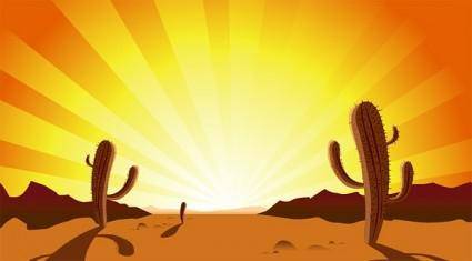 Sunset desert cactus clip art
