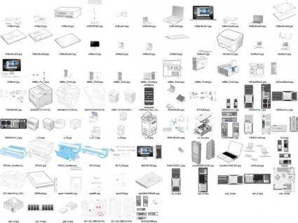 Variety of computer products line drawing vector
