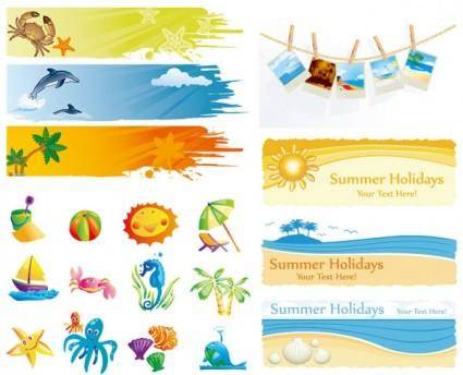 Elements of vector cute summer