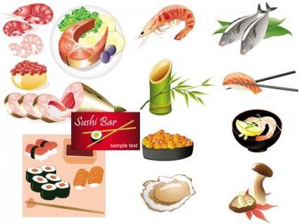 Japanese seafood cuisine vector