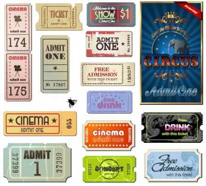 Vector foreign nostalgic movie ticket