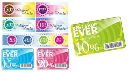 Fashion discount card template vector with discount coupons