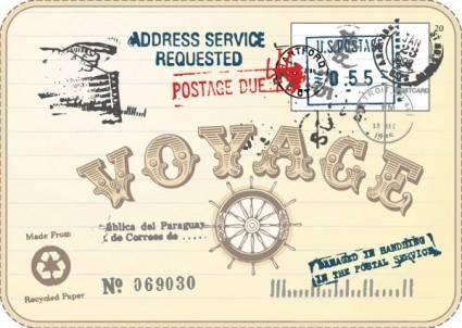 Vintage postcards and stamps 03 vector