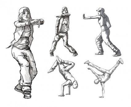 Dancing figures vector