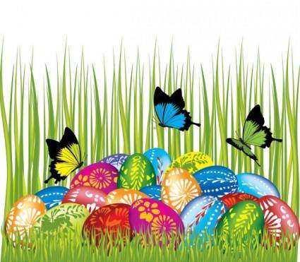 Easter cards and decorations butterfly eggs 04 vector