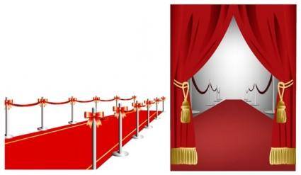 Vector red carpet curtain