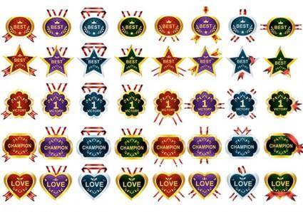 40 honors and awards ribbons medals vector