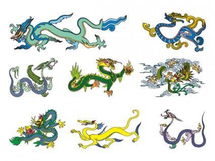 Chinese classical dragon vector of the two