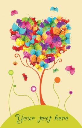 Colorful butterflies vector consisting of trees