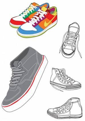 Sports shoes and canvas shoes vector