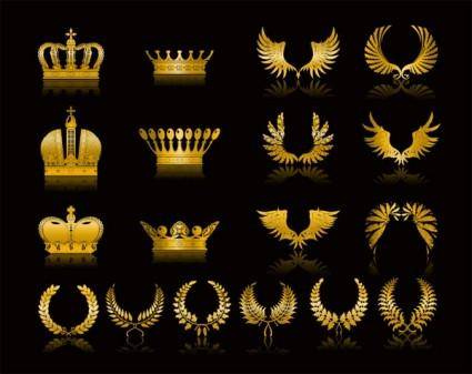 Golden wheat crown vector clip wings