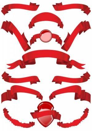 Several red ribbon ribbon clip art