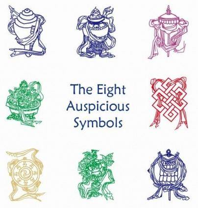 Eight Auspicious Symbols Vector Graphic