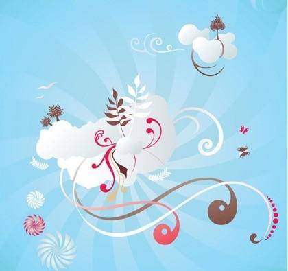 Free Scrolls and Clouds Vector Graphic
