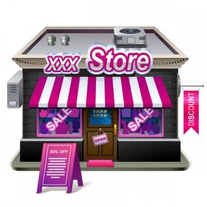 Small shops model 03 vector