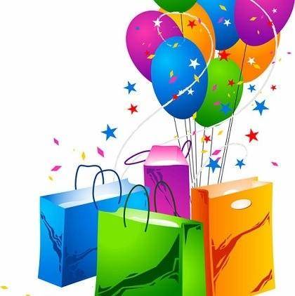 Festive Balloons and Shopping Bags Vector