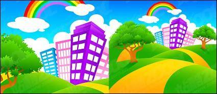 City on green hill rainbow