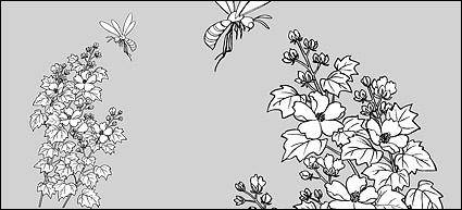 Line drawing of flowers -15