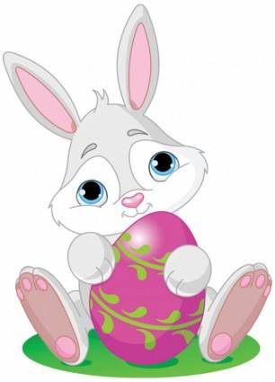 Cartoon bunny and egg 04 vector