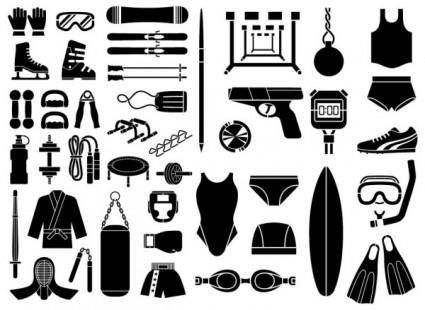 Various elements of vector silhouette sports equipment equipment 51 elements