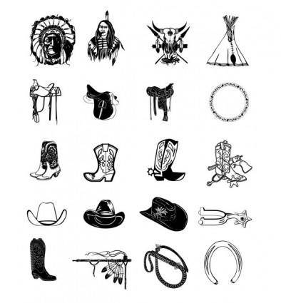 Black and white clip art cowboy accessories