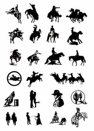 Black and white drawing clip art cowboy series two