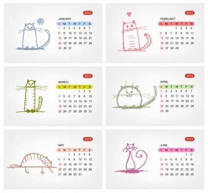 2012 calendar template 02 vector