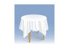 Wood round table with tablecloth