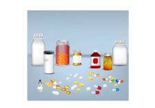 Pills tablets and medicines in plastic bottle