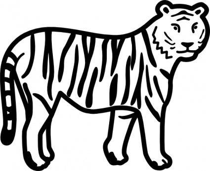 Tiger Standing Looking And Watching Outline clip art