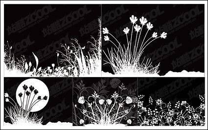 Flowers and black-and-white vector