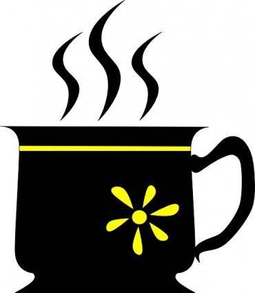 Yuri Black Cup With Yellow Flower clip art