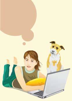 Girls and computer vector 34