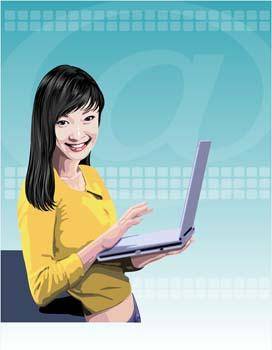 Girls and computer vector 15