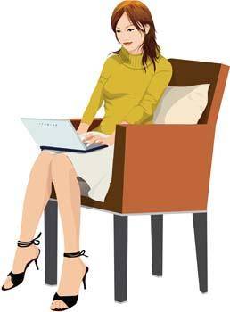Girl sitting with her laptop vector