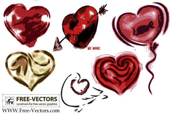 Free Valentine’s Love Heart Vector Set-2