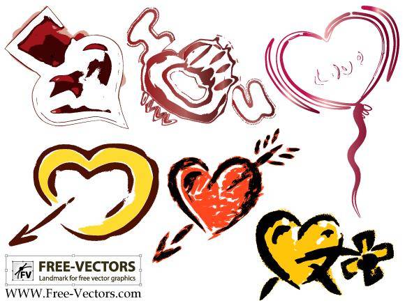 Free Valentine’s Love Heart Vector Set-1