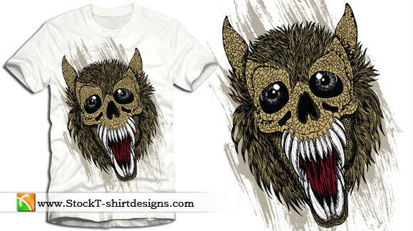 Free Vector T-shirt Design with Wolf