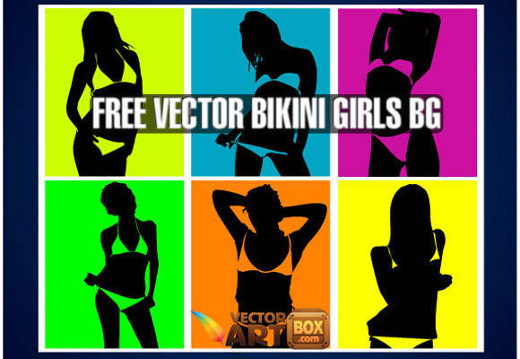 Vector Bikini Girls Pop Art Style Background
