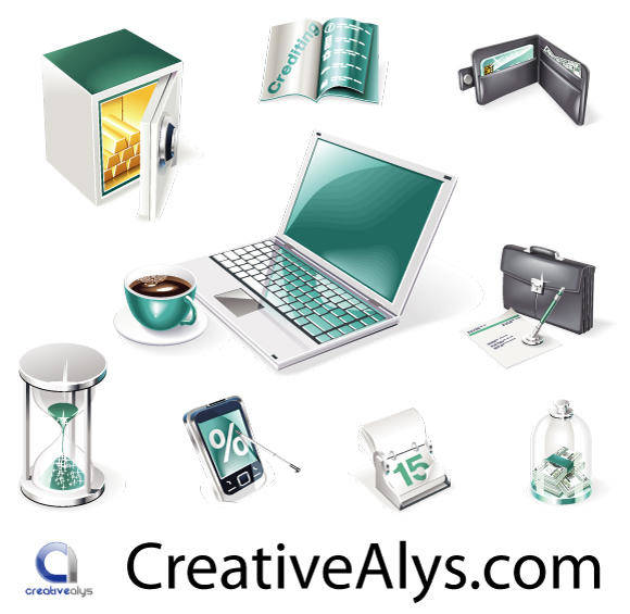 3D Financial and Business Web Icons