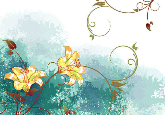 Watercolor Floral Background Vector Illustration