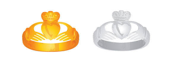 Claddagh Ring Vector - Gold and Silver