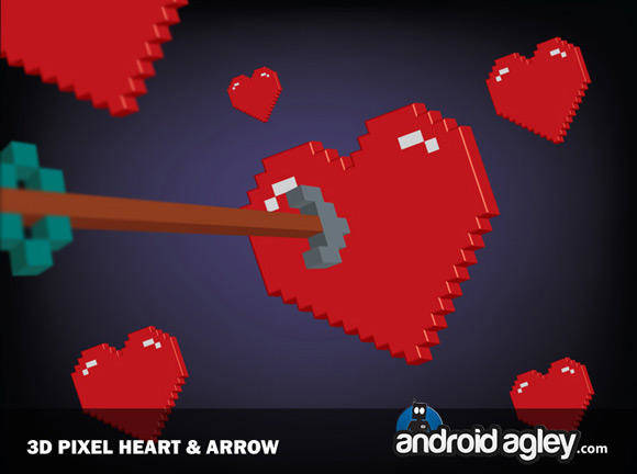 3D Pixel Heart and Arrow