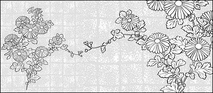 Vector line drawing of flowers-37(Chrysanthemum, background)