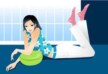 Girl in lay position vector 9