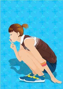 Beautiful sexy sporty girl vector 4