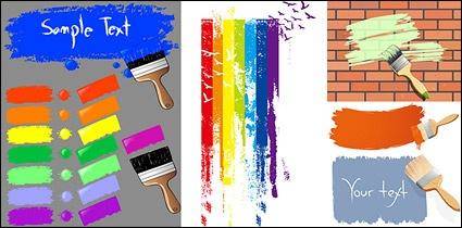 Paint brush and ink marks vector material