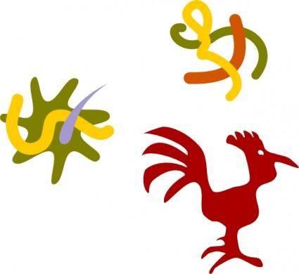 Rooster Star Worms clip art