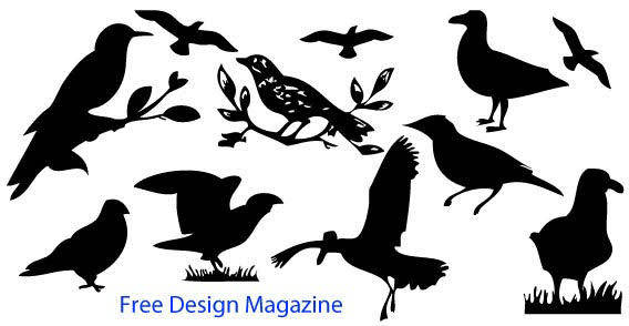 Birds silhouettes free vector