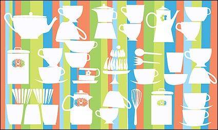Lovely tableware vector background material